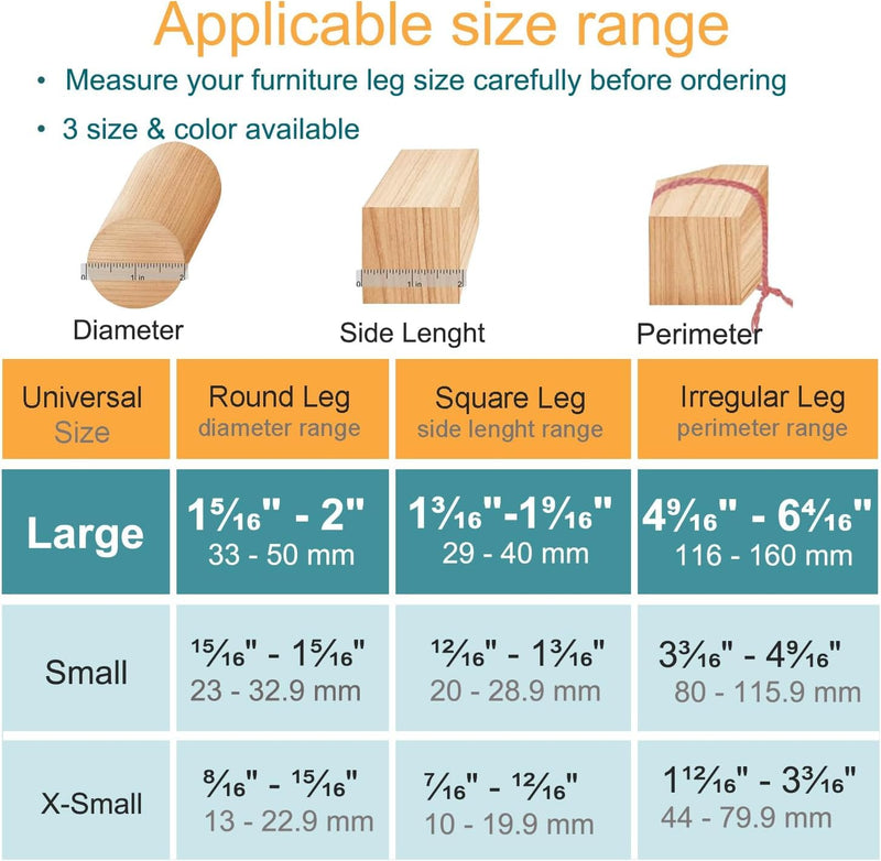 32 Pcs Chair Leg Protectors for Hardwood Floors, Silicone Felt Furniture Leg Cover Pad for Protecting Floors from Scratches and Noise, Smooth Moving for Chair Feet(Large fit : 1.3'' - 2'') Universal Large Clear-32pcs