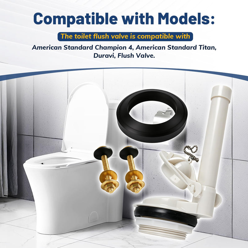Toilet Flush Valve Replace for 4149a 4215a 4260 4266 Toilet Parts,Compatible with American Standard Champion 4,Titan,Duravit,Flush Valve,Includes Flapper Gasket Bolt Kit