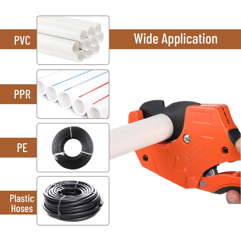 Bates- PVC Pipe Cutter, Cuts up to 2-1/2", Orange Ratcheting PVC Pipe Cutter Tool, Pipe Cutters PVC Pipe Shears, Plastic Pipe Cutter, PEX Pipe Cutter, PVC Cutter Tool, PVC Ratchet Cutter