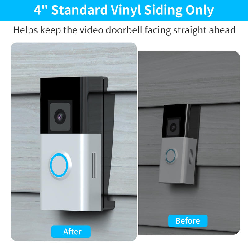 Ring Doorbell Vinyl Siding Mount, Vinyl Siding Bracket Compatible with Ring/Camera Doorbell, Doorbell Corner Mounting Wedge Kit (4" Standard Vinyl Siding Only)