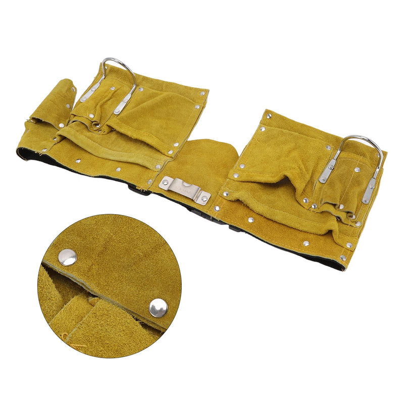 Carpenter Tool Belt with Quick Release Buckle, Leather, Multiple Pockets, Adjustable Waist, for Woodworking and Construction