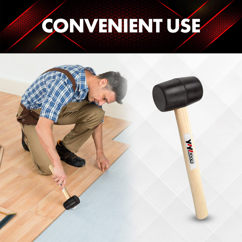 YY-2-005 Rubber Mallet Hammer With Wood Handle–8-oz, black 8oz