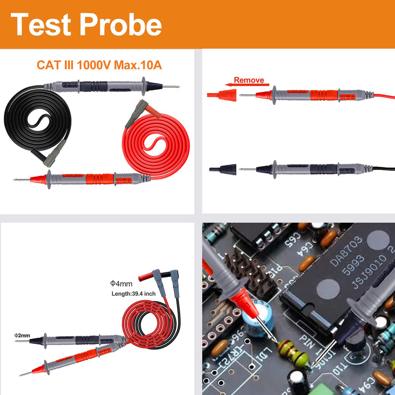Makeronics 11-in-1 Multimeter Test Lead Kit with Alligator Clips and Soft Case for Electronic Specialties Automotive Multimeter Voltmeter Clamp Meter | 2PCS Non-Destructive Back Probes