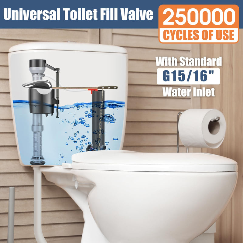 Universal Toilet Flusher Replacement Kit, Water-Saving & Height Adjustable Fill Valve, 2-Inch Flapper, Quiet & Anti-Siphon Toilet Repair Kit Inside Tank, Easy to Install (Red, 1-Pack) Red