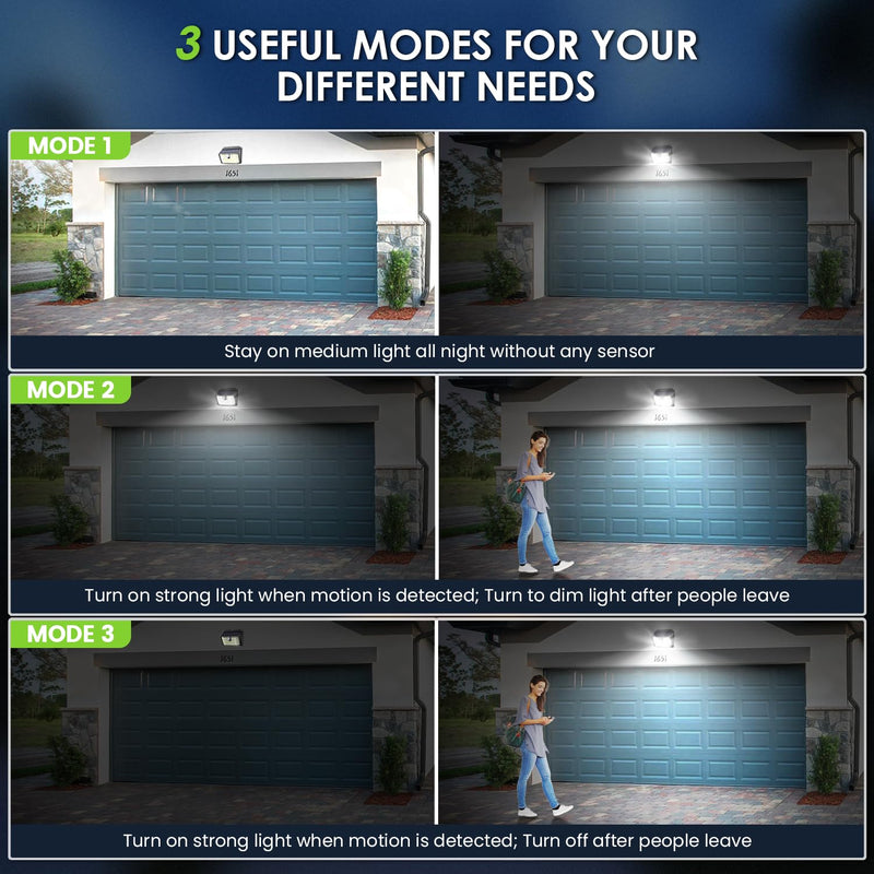 Solar Motion Lights Outdoor, Ultra Bright Solar Fence Lights with Motion Sensor, IP65 Waterproof Security Light 3 Modes, 270° Lighting Angle, Wall Lights for Deck Patio Fence Garage Door (6 Packs) Cool White 6 Pack