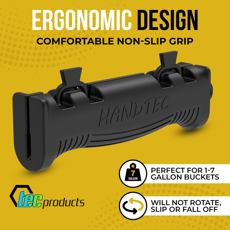 HANDTEC Bucket Grip, Ergonomic Rubber Handle for Buckets in Construction, Farming, Gardening, and DIY Projects, Non-Slip, High-Durability Rubber, Made in USA, Pack of 1