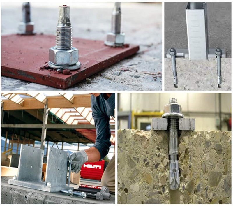 1/4" X 2-1/4" Concrete Anchor, 304 Stainless Wedge Anchor with Excellent Anti-Rust Performance, 304(18-8) Stainless Steel Concrete Anchors and Screws Kit (10pcs) 1/4" X 2-1/4"