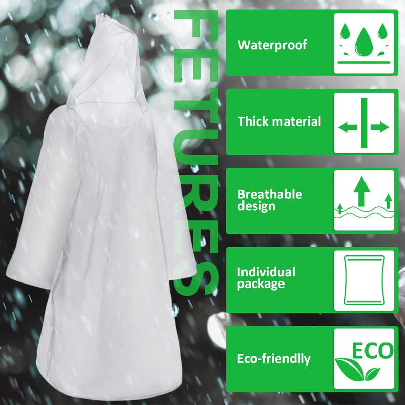 Pasimy 150 Pcs Disposable Rain Ponchos Bulk for Adults Emergency Ponchos with Hood for Man Women Travelling Camping Hiking Clear