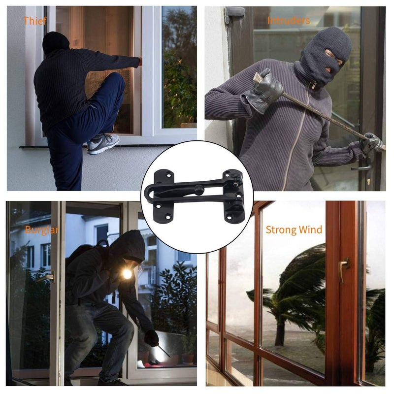 Door Reinforcement Lock Latch Swing Bar Lock for Home Security Front Door Locks for Kids Thicken Solid Aluminium Alloy (Black) Black