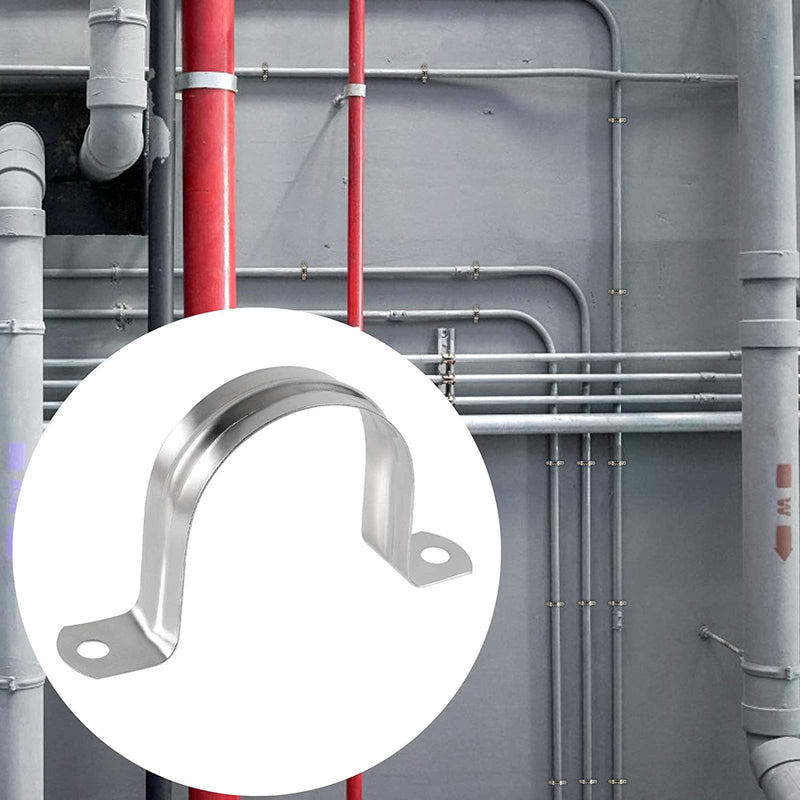10 Pcs 4inch Rigid Pipe Strap,Two Hole Stainless Steel Strap U Bracket, Widened Tube Strap Tension Clip Assortment Kit Heavy Duty Pipe Clamp for Pipe Fixing（110mm） 4inch(10 Pcs)