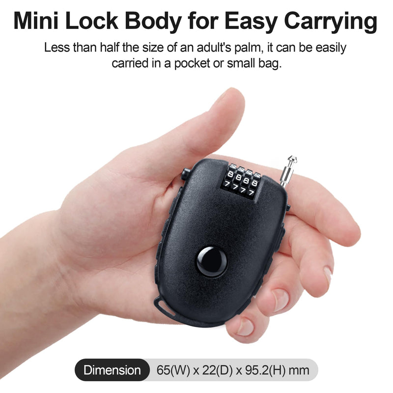 Motorcycle Helmet Lock, 4 Digit Combination 27.5 Inch Retractable Cable Lock for Snowboard, Bike Luggage Backpack Scooter Suitcase Ski, Small Multi-Function Secure Lock for Travel, Black 2 Pcs