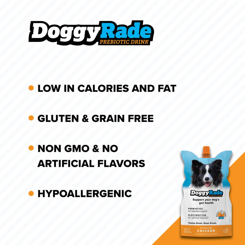 DoggyRade – Dog Sports Drink (Prebiotic, Isotonic Drink for Dogs) | Electrolytes, Nutrients & Amino Acids | Quick Hydration Drink for Dogs + Low Cal | More Than Just Water! | Chicken Flavor | 3x250ml DoggyRade (250ml x 3)