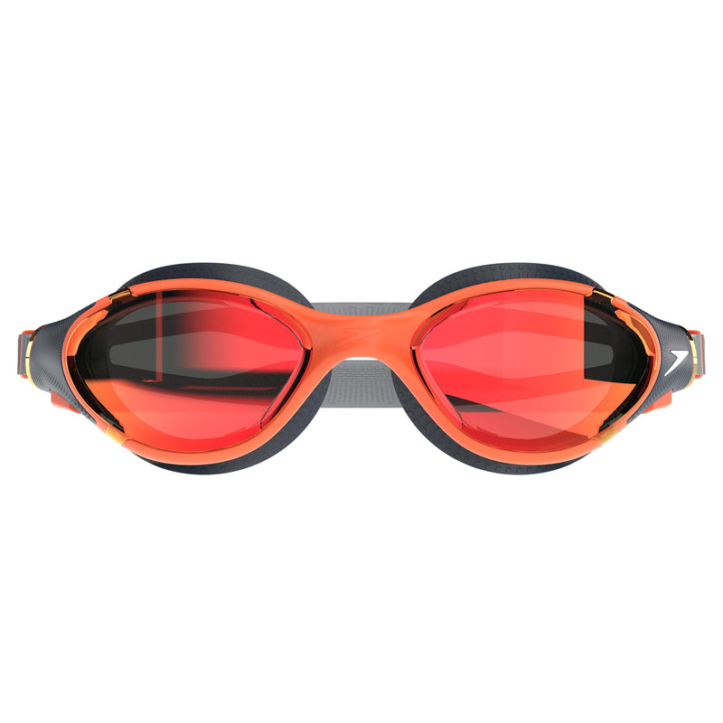 Speedo Unisex-Adult Swim Goggle Biofuse 2.0 Amber Wave/Steel/Crimson Mirrored One Size
