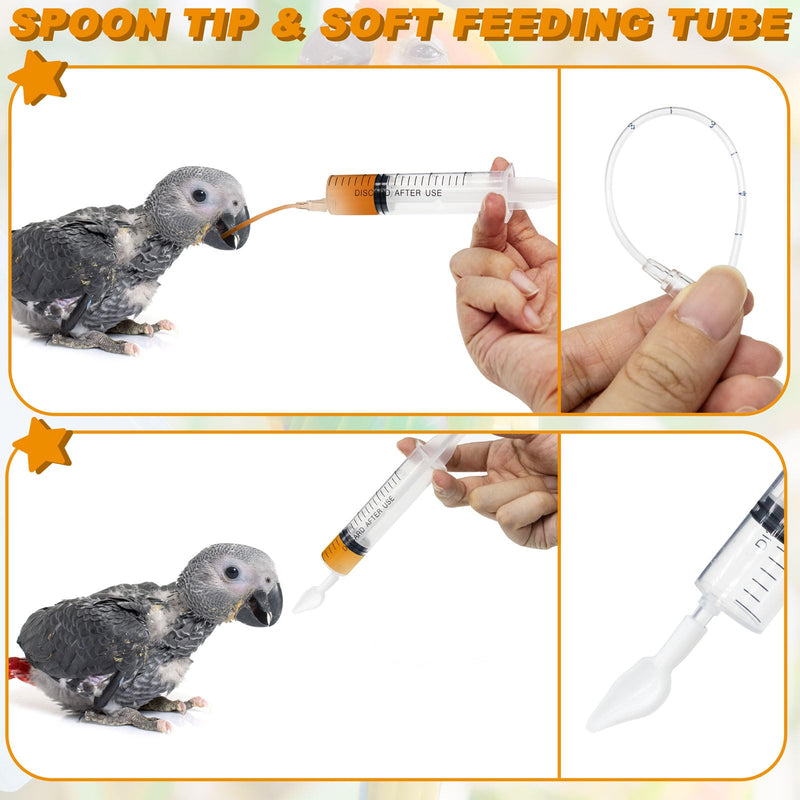 Baby Bird Feeding Syringe Set Baby Bird Parrot Small Pet Manual Feeding Syringe Set for Parrot Small Pet Syringe with Spoon Tip & Tubes (10ml+10ml+20ml+60ml)
