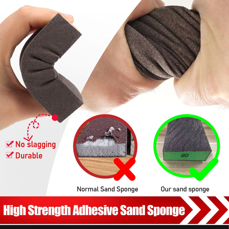 10 Pcs Sanding Sponge, Washable and Reusable Sanding Block 60/80/100/120/180/220 Grit Sand Paper Assortment for Wood Drywall Metal Glasses Sandpaper Block Sand Paper Brick - NewNest Australia