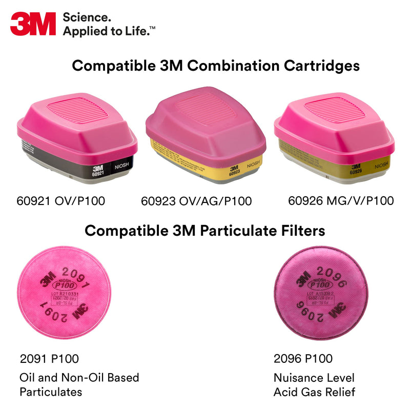 3M Full Facepiece Reusable Respirator 6800, NIOSH, Medium 1 Count (Pack of 1)