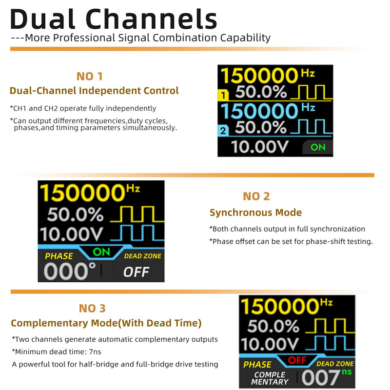 Dual-Channel Pulse Signal Generator with Adjustable servo Motor Drive | Square wave frequency duty cycle phase dead zone is adjustable,Dual-channel mode