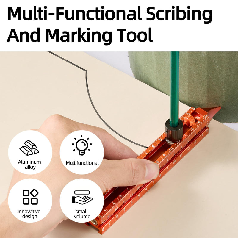 Imbot Magnetic 4-Sided Laser Scale Scribing Tool-Leveling Ruler with Magnetic Base-Multi-Purpose Woodworking Marking Tool for DIY, Woodworking, Carpentry, Furniture Making and Construction