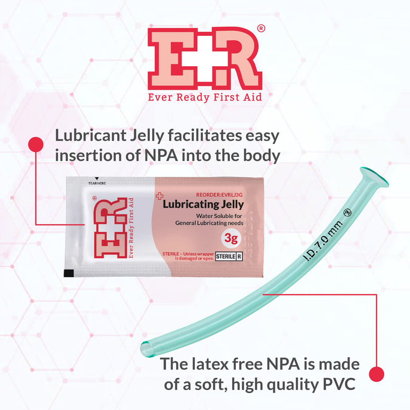 Ever Ready First Aid Nasopharyngeal Airway (NPA) with Packet of Lubricant Jelly 3g (5 Count (Pack of 5))