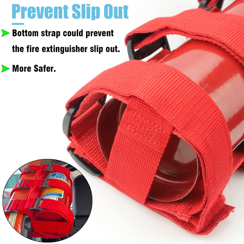 Fire Extinguisher Holder Roll Bar Adjustable Strap Brackets Fits for Jeep Wrangler Unlimited CJ YJ TJ LJ JK JKU JL JLU,Red with USA Flag Pattern Red