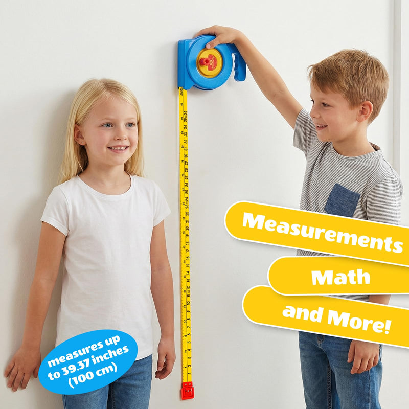 Measuring Tape Retractable Soft Tape Measure 3 Feet./1M Long Dual-Scale for Kids-Retractable Measuring Toy, Early Education Stem，Pretend Play for Toddlers, Height Measurement Counting Tool,Fine Motor