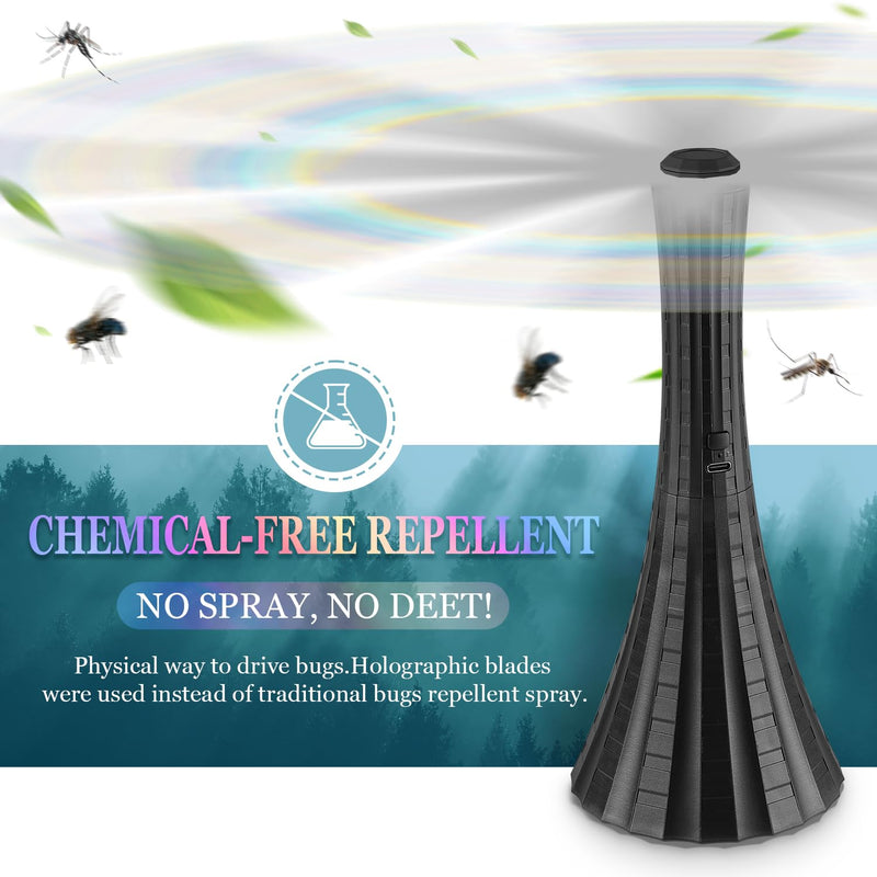 Fly Fans for Tables Rechargeable, 1800mah Table Fans to Keep Flies Away by Soft Blades, Fly Repellent Outdoor Patio, Camping Picnic Essentials, BBQ Party Supplies for Food, 2pcs Black
