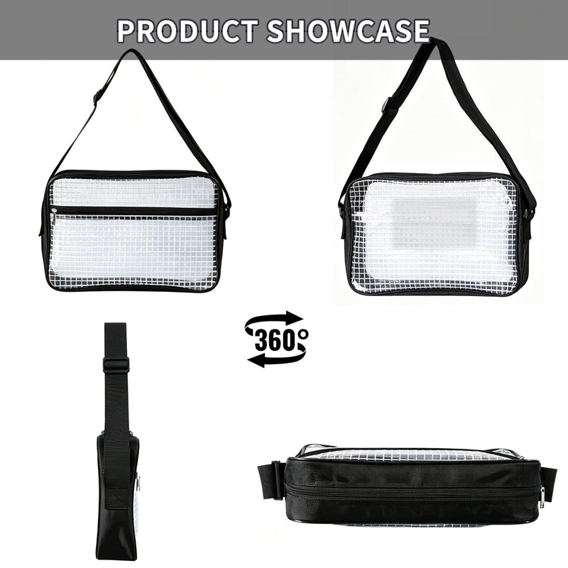 Anti-Static Cleanroom Engineer Bag（Fabric Shoulder Straps）- 15.7 Inch Transparent PVC Tool Bag for Work Travel and Daily Use Black 1