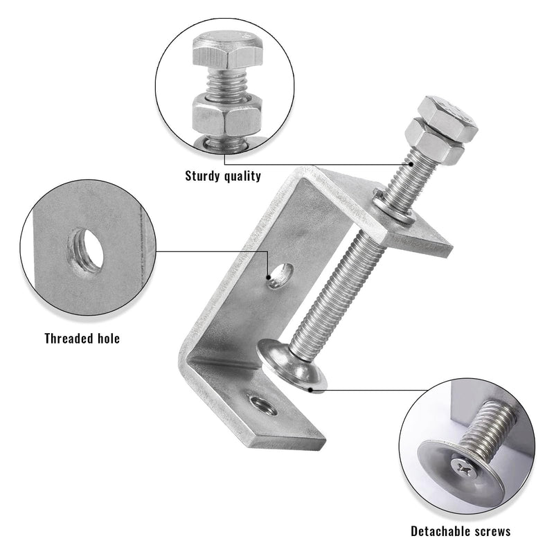 2 Pack 304 Stainless Steel C Clamp 2-9/16 Inch C Clamps for Woodworking and Welding Mounting，Suitable for Home and Professional Use 2 9/16 inch─2pcs─66mm