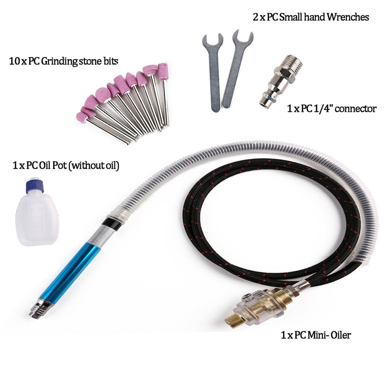 1/8" (3mm) Air Micro Grinder, Pneumatic Pencil Die Grinder, 58000 RPM Free Speed