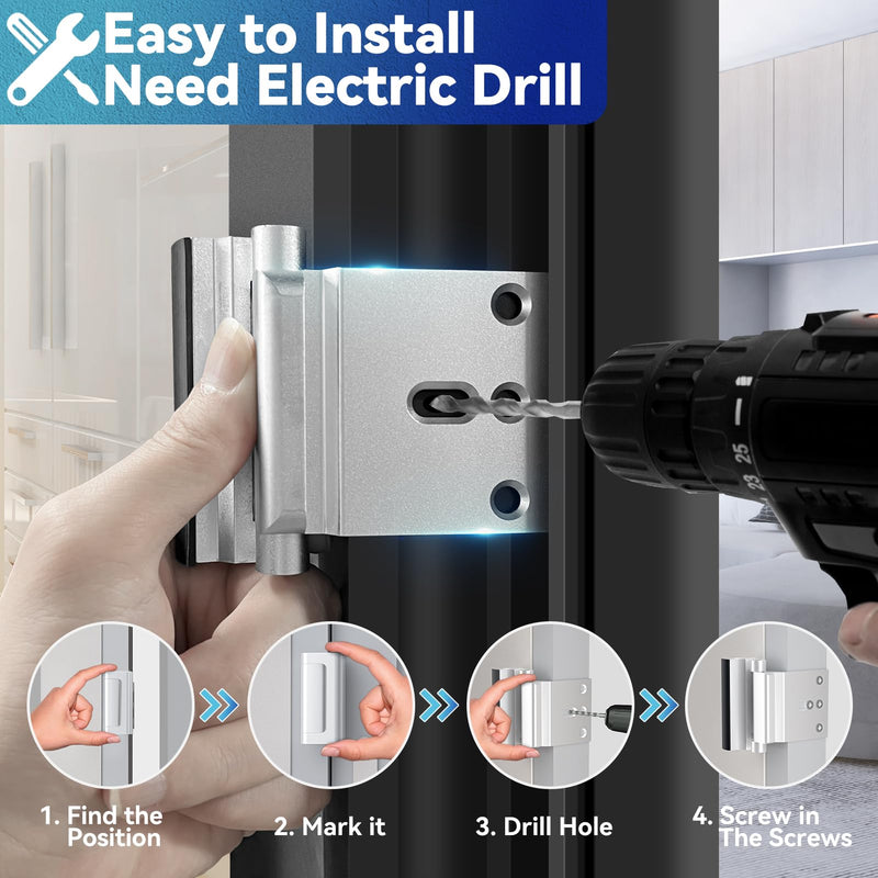 Door Reinforcement Lock Withstands 800lbs of Force - White Extra Child Proof Door Lock with 8 Screws Prevents Unauthorized Entry,Add a Door Security Lock for Home Safety & Privacy 1