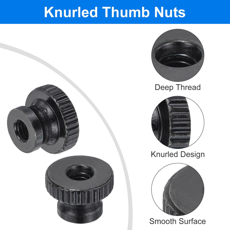 uxcell Knurled Thumb Nuts, 30Pcs M4 x 12 x 8mm Carbon Steel Knurled Nut, Adjusting Round Knobs Fasteners Nuts for 3D Printer Parts, Black 30