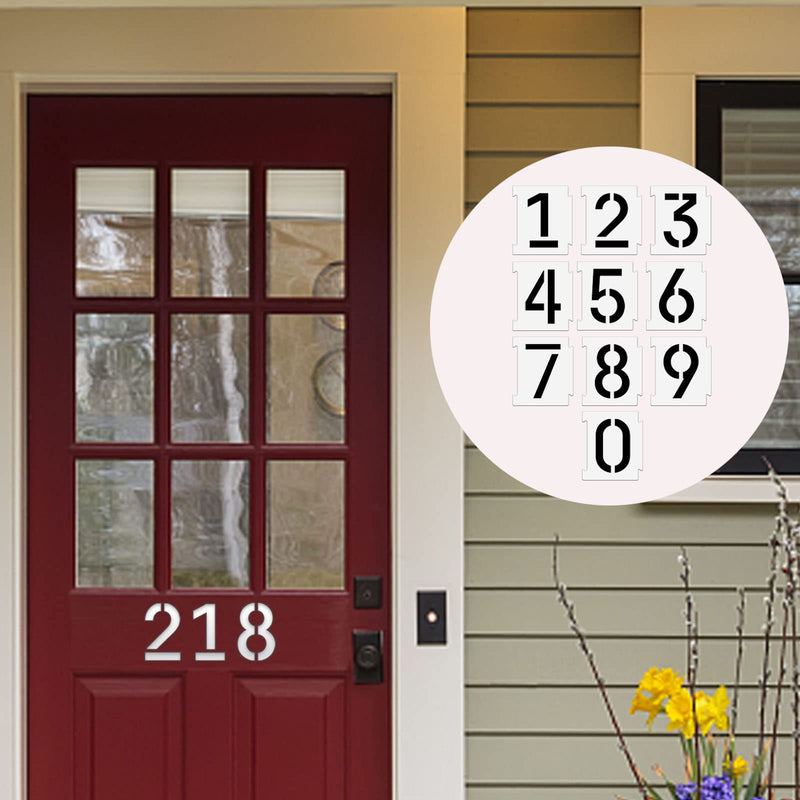 YEAJON 2 Inch Curb Stencil Kit 0-9 Address Number Stencil, 20Pcs Reusable 14 Mil Mylar Plastic Numbers Stencils for Painting on Road, Wall, Wood, Mailbox