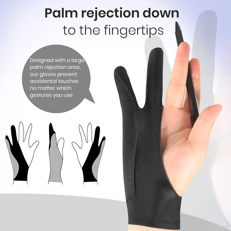 Artist Drawing Glove: 3-Layer Palm Rejection for iPad & Drawing Tablets Midnight Ink(4 Pack) Large