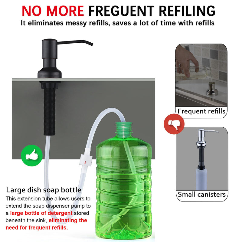 Soap Dispenser Extension Tube Kit with Upgraded Check Value, 47" Under Counter Soap Dispenser Tube for Kitchen Sink, Fit Most Soap Containers, Powerful Suction, Never Fill Little Bottle Again, SonTiy Silicone Sink Soap Dispenser Tube