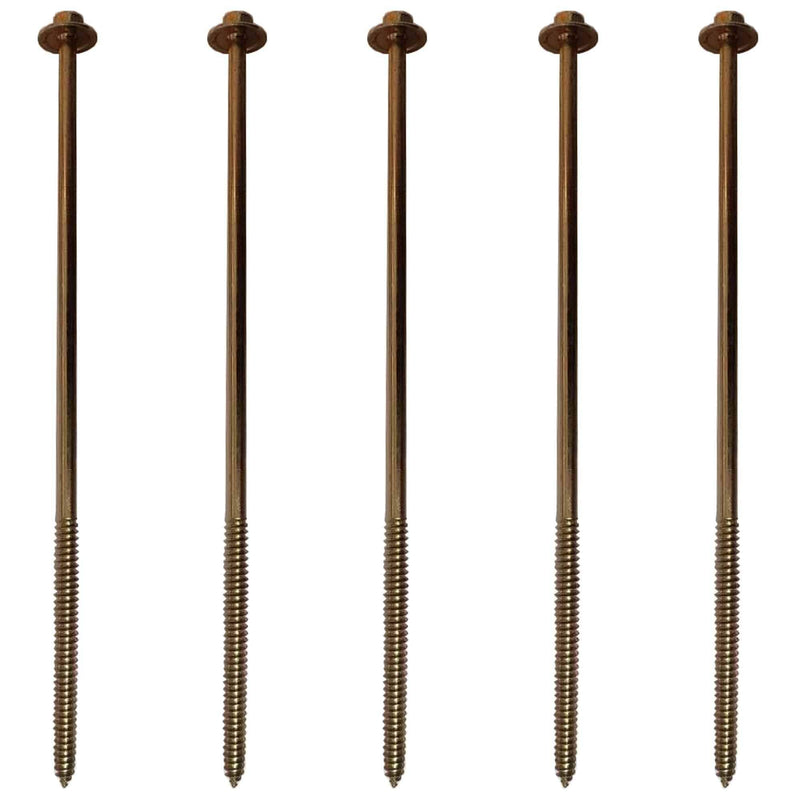 (25) 8" - Zinc Coated Rust Resistant Timber Tie - Heavy Duty 1/4" - Hex Head Structural Screw - 5/8" Wide Flange Head with coarse Thread for Secure Hold - Heavy Duty 3/16" Shank for Extra Strength