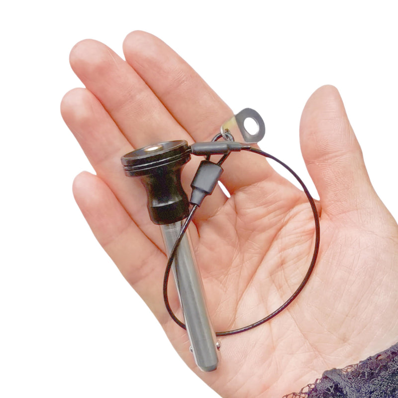 Stainless Steel Handle Ball Lock pin, Multimedia Audio Button Quick Latch Safety pin, Quick-Release pin with Lanyard (Dia:15/32in(12mm)-2pcs, Clamping Length:2in(51mm)) Dia:15/32in(12mm)-2pcs Clamping length:2in(51mm)