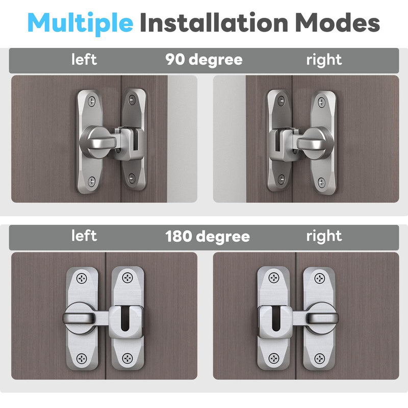 Barn Door Lock, 90/180 Degree Flip Door Locks, Protect Privacy Sliding Gate Latch for Garden, Bathroom, Fence, Outdoor, Shed (Silver-1 Pc) Silver-1 pc