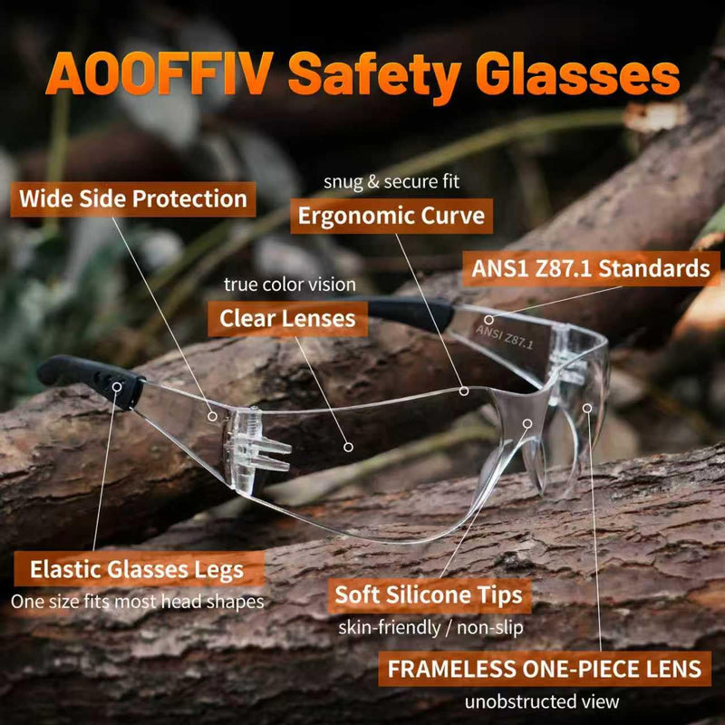 Clear Safety Glasses Bulk of 24,ANSI Z87.1 Impact Resistant Lens Eye Protection for Lab,Construction 24 Clear