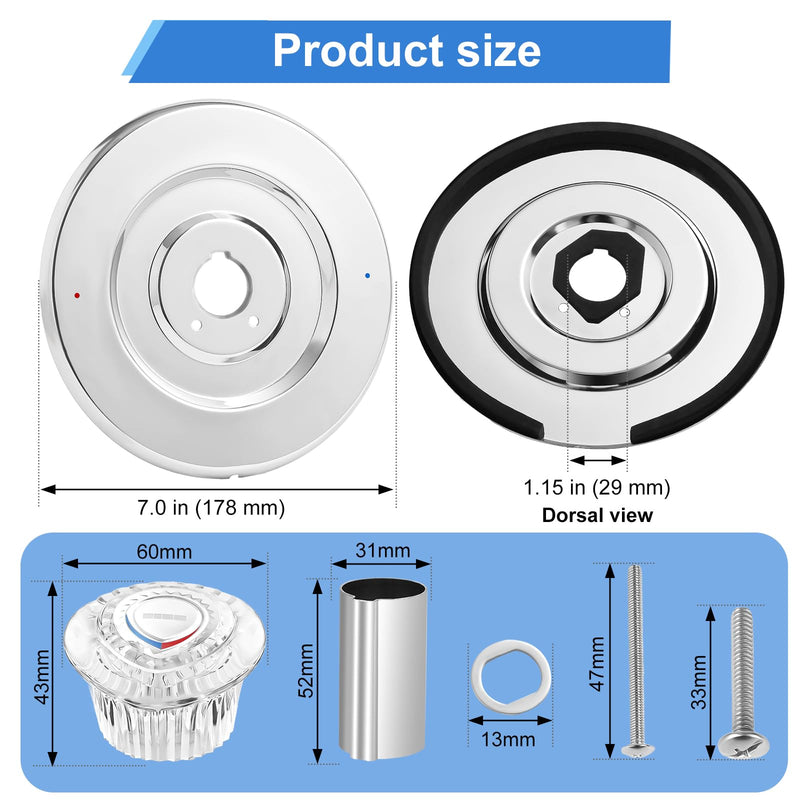 Shower Trim Kit, Compatible with Moen T470 Chateau Shower Trim Kit, for 1225 Cartridge Trim Kit and Single Handle Tub/Shower Trim, Includes Escutcheon, Tubes, Shower Handle and Screws, Chrome