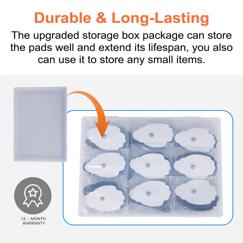 20 Pack Large TENS Unit Electrodes Pads, Upgraded Self-Adhesive Latex-Free Non-Irritating TENS Electrode Patches with Standard 3.5mm Snap-on Connector, Compatible with Belifu, Brilnurse TENS White-20 Pads