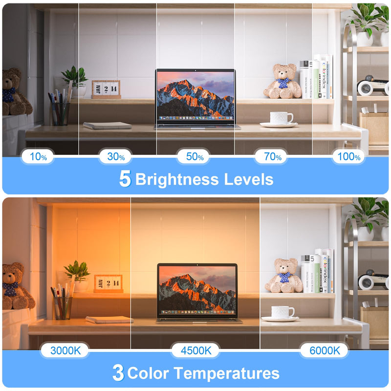 WILLED 3W Dimmable Mirror Lights,3 Colors Adjustable Wall Light with 120 LED,Touch Control,2000mAh Rechargeable Battery Makeup Light, Magnetic Stick Light Bar for Cabinet,Kitchen,Closet,Bedside,Desk Touch Control
