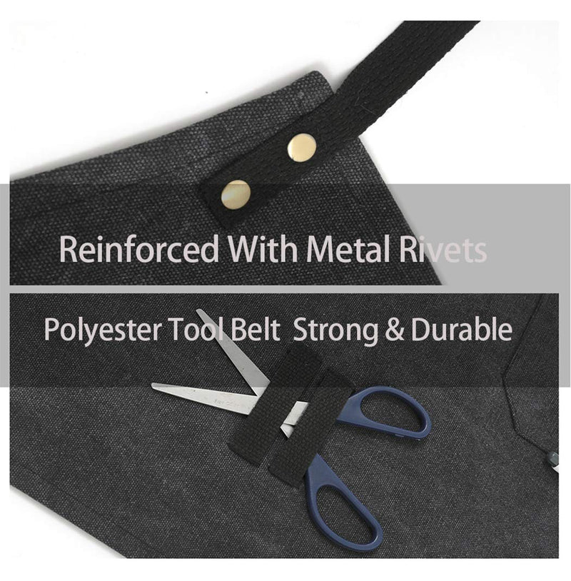 No-Tie Canvas Apron Heavy-Duty 16OZ Work Apron with Front Pocket Extra Long Straps Adjustable M–XXL Black