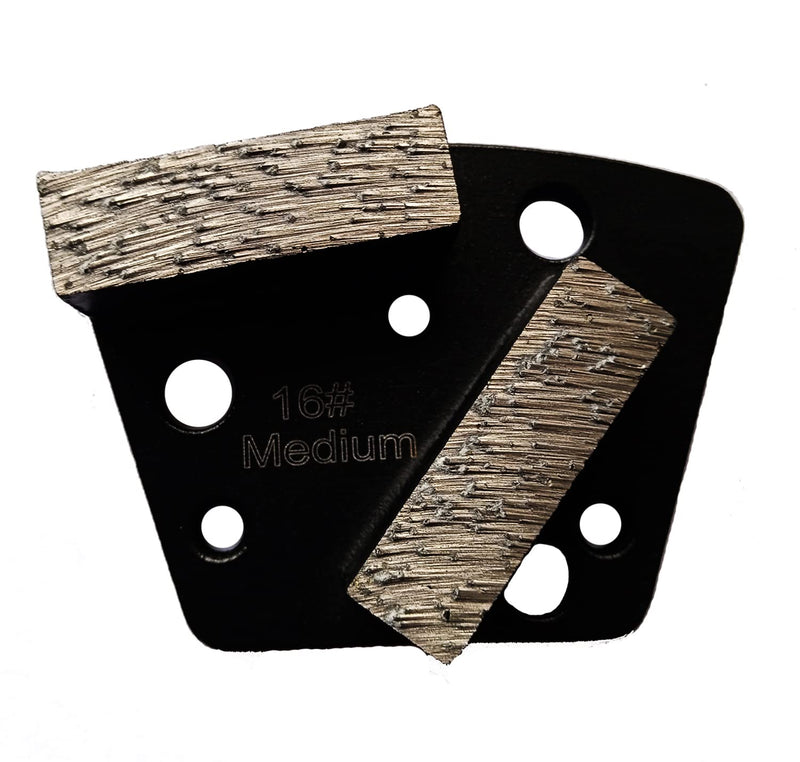 3 Pcs Trapezoid Sintering Diamond Grinding Disc Block for Concrete Floor | Grit 16# Medium Bond 6 hole