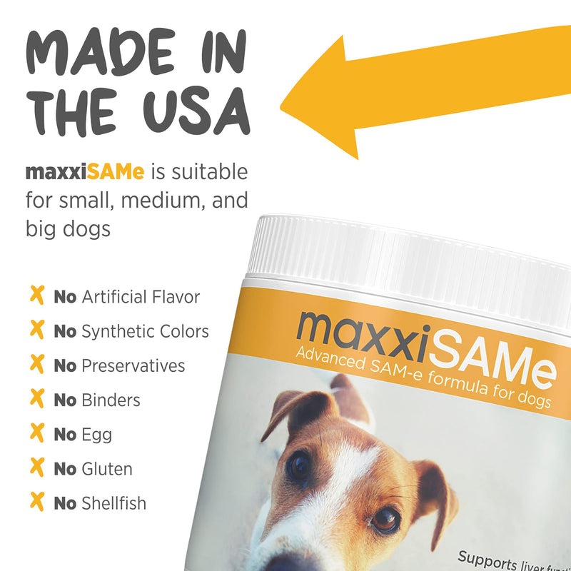 maxxiSAMe Sam-e Supplement for Dogs - Dog Liver and Cognitive Brain Support - Given with Food Powder 5.3 oz - PawsPlanet Australia