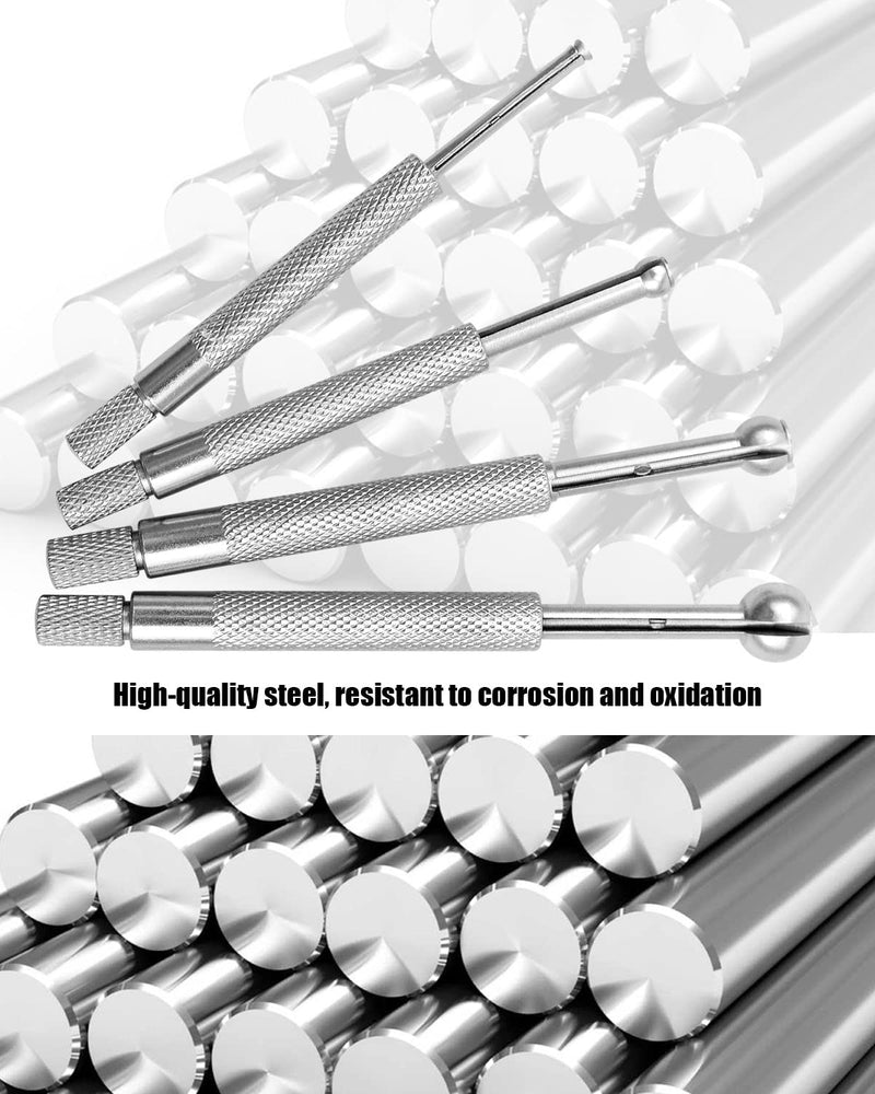 4 PCS Small Hole Gauge Set Ball Type, Full Round Telescoping Gauge Set with 32 Blades Steel Feeler Gauge for Measuring Gap Width or Thickness, 1/8"-1/2" Range