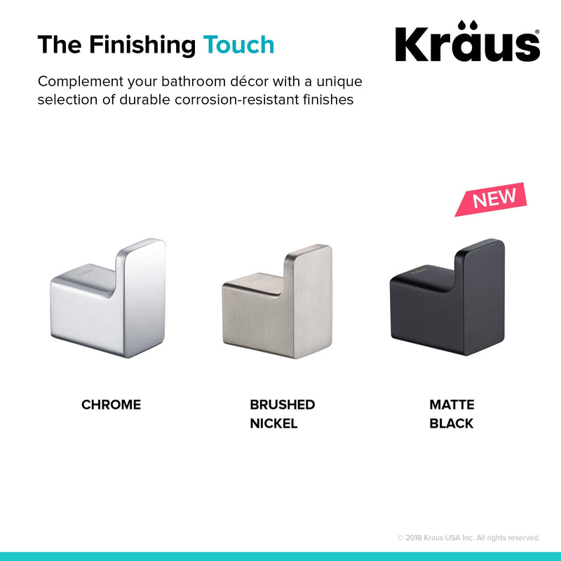 Kraus Stelios Bathroom Robe and Towel Hook, Matte Black Finish, KEA-19901MB