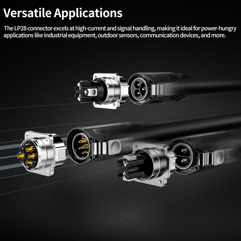 CNLINKO LP-28 2-Pin Waterproof Connector Secure Screw-in Design Circular Connector, IP68 Quick Plugging Aviation Connector, M28 Flange Socket with 4-Hole Panel (2-PIN Screwing) 2-Pin Screw-Assembly 4-Hole Socket Set