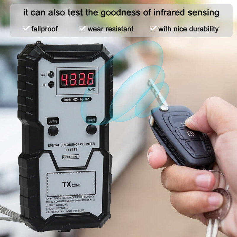 Remote Key Frequency Tester, 100MHZ to 1GHZ Infrared Remote Control Frequency Tester, Portable Key Fob Tester Digital Frequency Meter Counter for Access Control