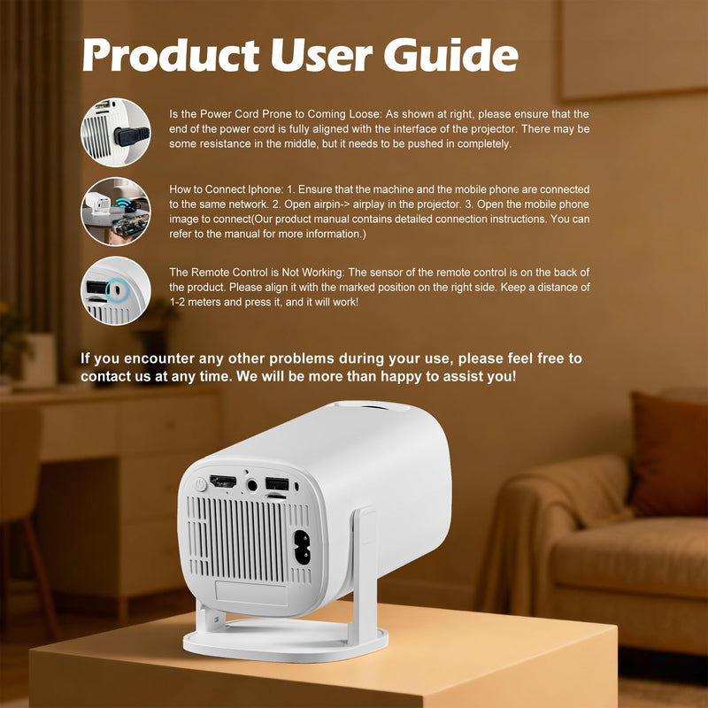 Mini Projector with Wifi and Bluetooth, Build-in Android 14, Portable Projector Outdoor&Ceiling Use, Auto Keystonet&270°Rotatable, 200 Ansi, 4k Home Thearter Movie Projector for HDMI USB