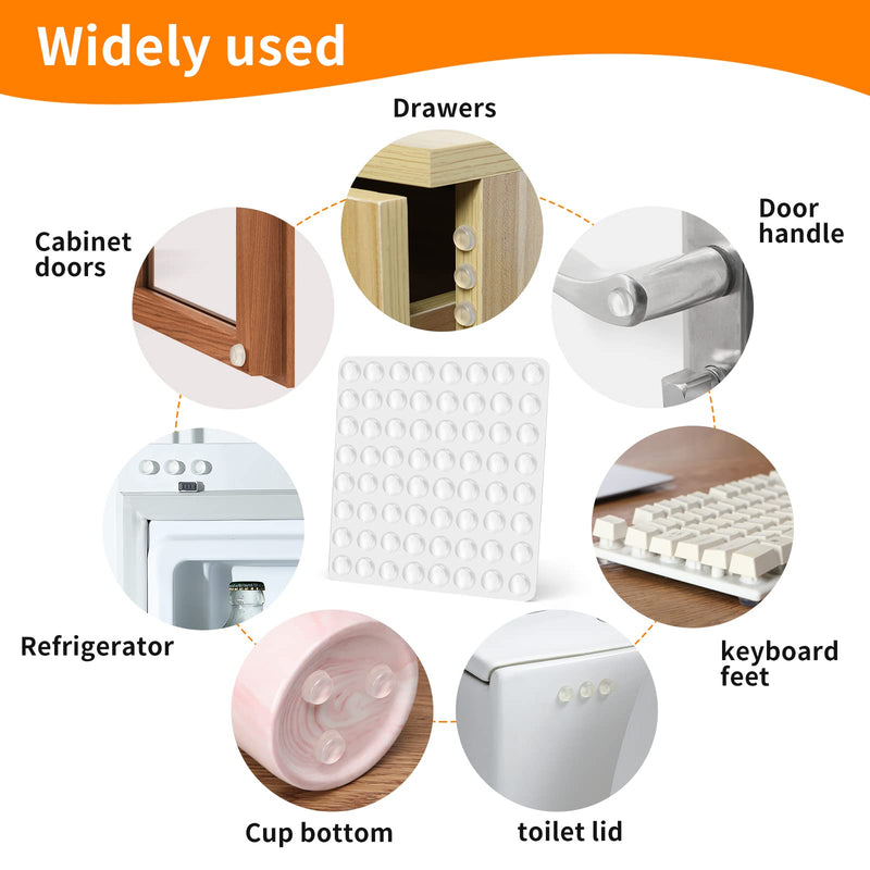 CHUNZEXI 192Pcs Cabinet Door Bumpers Clear Self Adhesive- Rubber Door Stoppers for Cabinets and Drawers 192 PCS ½"